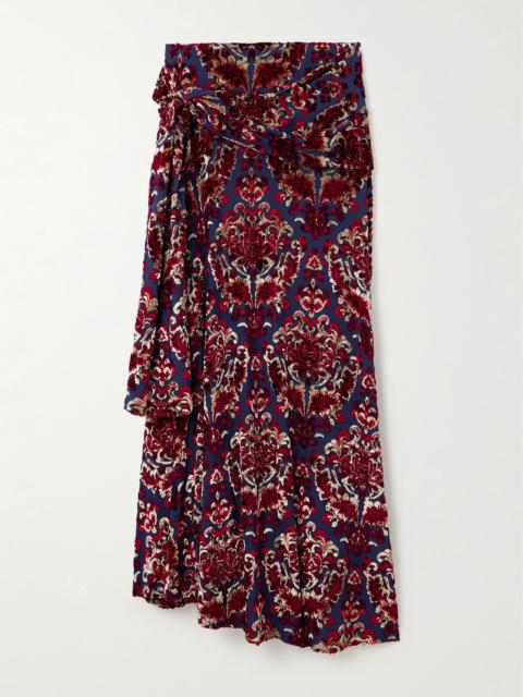 rabanne Devoré-velvet maxi skirt Red