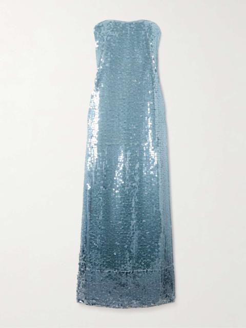 Leilani strapless sequined crepe gown Blue