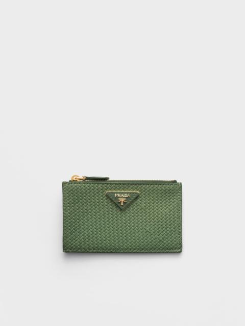 Prada Woven madras leather card holder