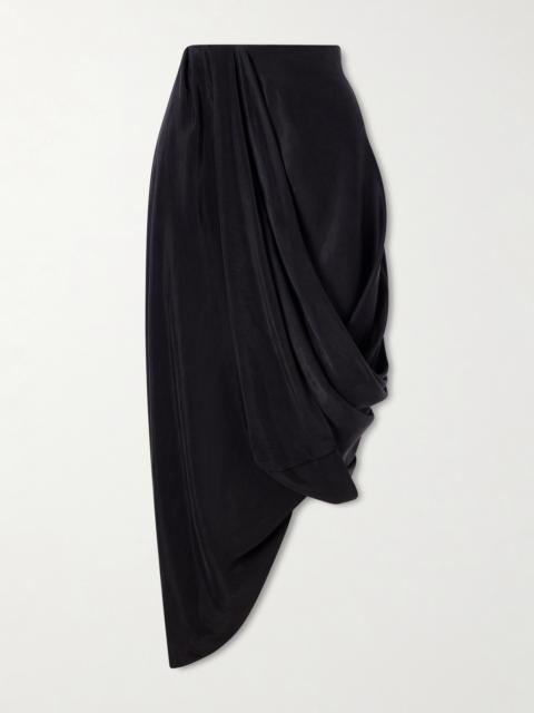 Maison Margiela Asymmetric Gathered Satin Midi Skirt