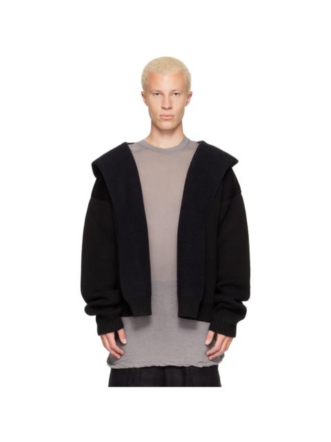 Rick Owens Black Tower Reversible Robe Hoodie