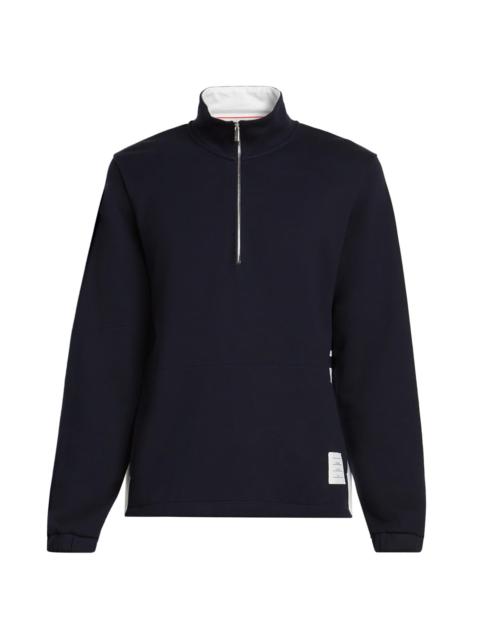 Thom Browne Men's Engineered 4 Bar Classic Loopback Jersey Half-Zip Sweatshirt - Navy