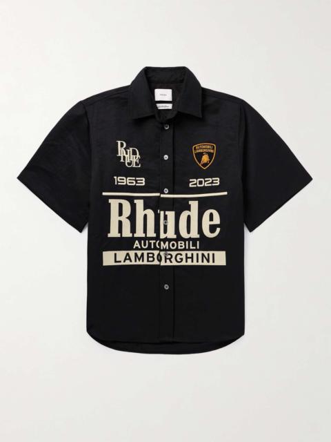 Rhude + Lamborghini Logo-Embroidered Nylon-Twill Shirt