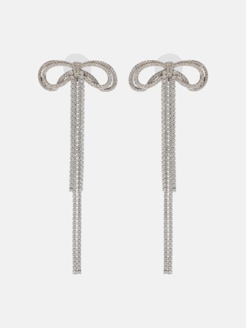self-portrait Bow crystal-embellished earrings