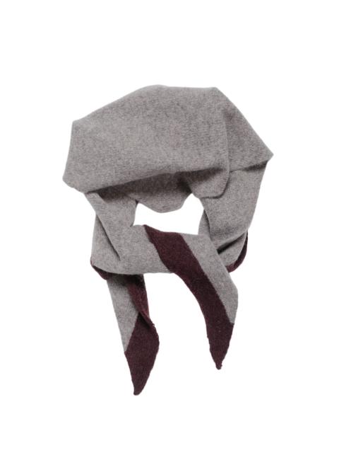 MARGARET HOWELL MHL Tipped Scout Scarf Lambswool Pebble/Mahogany