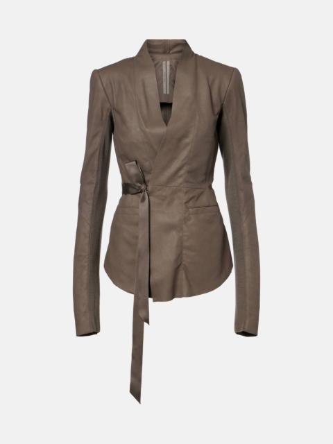 Rick Owens Hollywood virgin wool-trimmed leather blazer