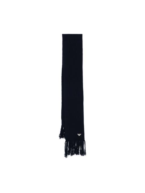 ribbed-knit fringed scarf