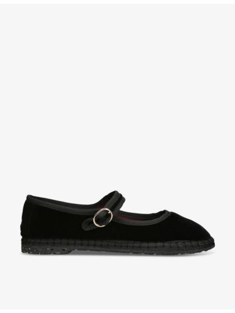 FLABELUS Antonia single-strap cotton Mary Jane flats