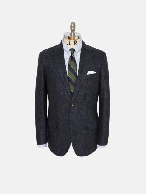 J. PRESS BLUE MIX HERRINGBONE WOOL SPORT COAT - TRIM FIT