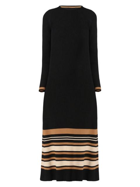Shoshanna Women's Landon Striped Knit Midi-Dress - Jet Beige Camel