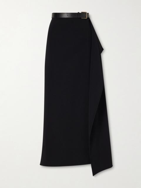 FFORME Ainsley Asymmetric Wrap Crepe Skirt With Leather-belt Detail