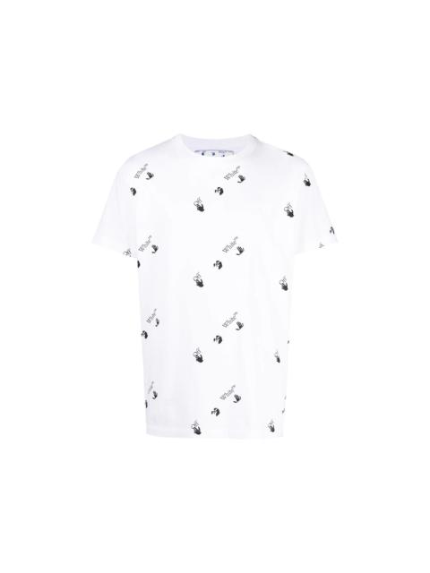 Off-White OFF-WHITE All Over Logo Print T-Shirt White Black