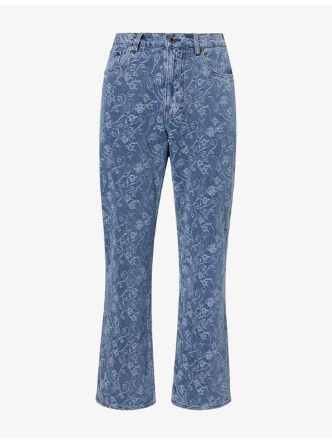 HONOR THE GIFT Denim-Panel Flare Cotton-Jersey Jogging Bottoms