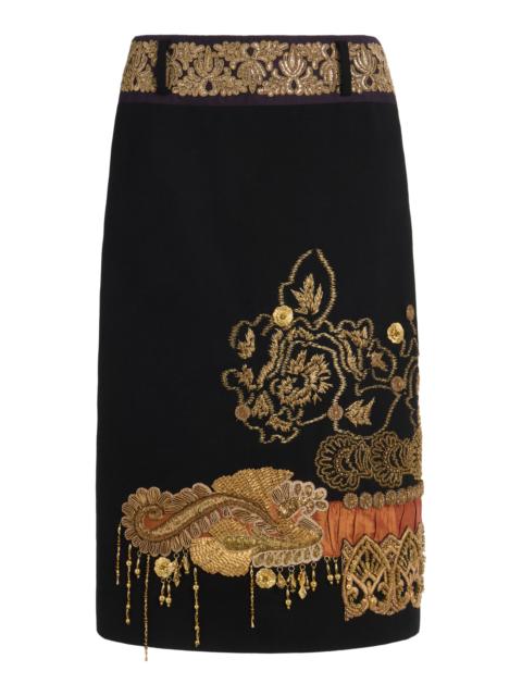 Dries Van Noten Sentista Embroidered Cotton Midi Skirt
