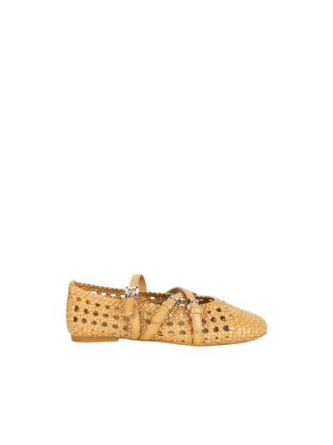 MICHAEL KORS Indy Flex woven buckle-strap ballet flats