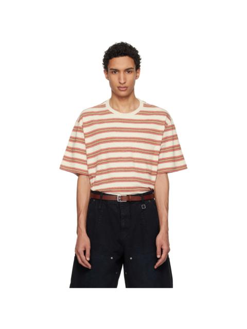 Wooyoungmi Beige & Red Stripe T-shirt