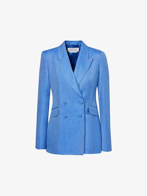 Stephanie peak-lapel regular-fit wool, silk and linen-blend blazer