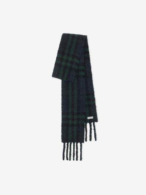 Burberry Narrow Check Alpaca Wool Blend Bouclé Scarf