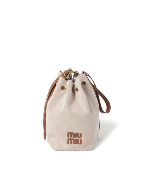 Miu Miu logo-lettering canvas bucket bag