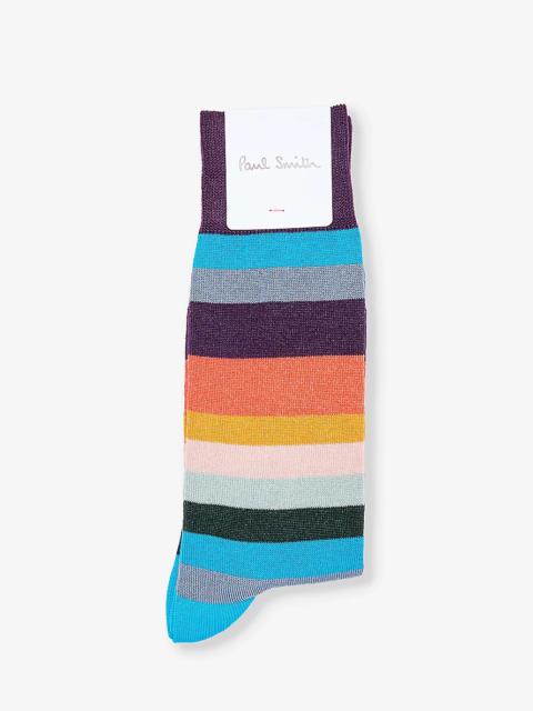 Artist stripe-pattern cotton-blend knitted socks