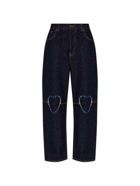 Moschino heart-cut-out frayed jeans