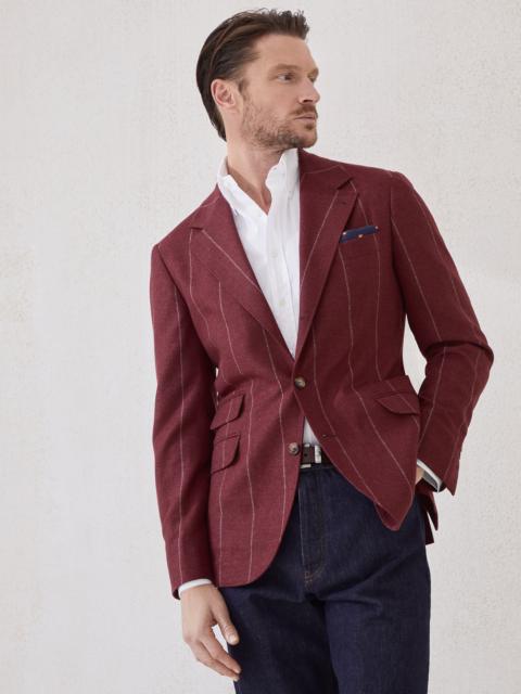Silk, wool and cashmere flecked chalk stripe flannel deconstructed Cavallo blazer