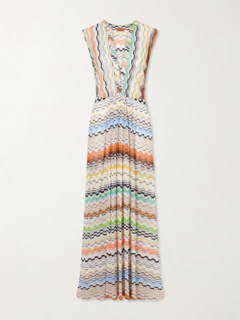 Missoni Pleated Striped Crochet-knit Maxi Dress
