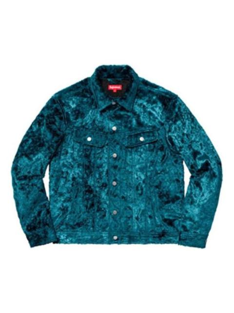 Supreme Fuzzy Pile Trucker Jacket 'Teal Black' SUP-SS19-165