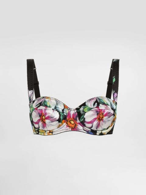 Dolce & Gabbana Satin balconette bra with floral print