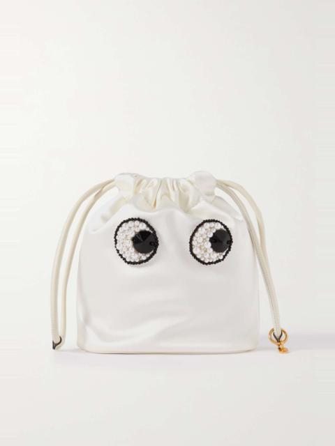 Anya Hindmarch Faux pearl-embellished satin pouch