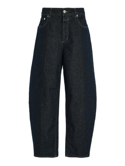 CLOSED Jazzie Herringbone Stretch Mid-Rise Barrel Jeans dark wash