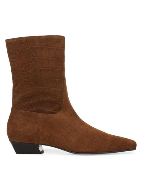 Favorite Daughter Women's Addison Snake-Embossed Suede Ankle Boots - Saddle