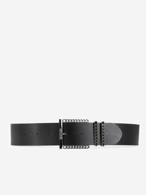 The Kooples LEATHER BELT WITH BLACK CHAIN BUCKLE