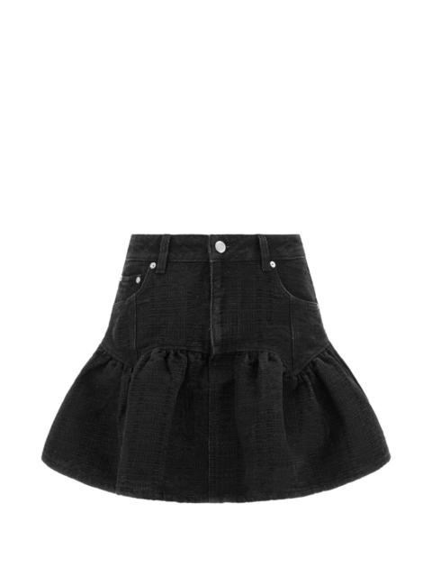 GANNI lurex-denim flounced mini skirt