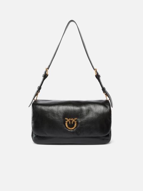PINKO LOVE BAG CLICK SOFT HORIZONTAL HANDLE MEDIUM CROSSBODY BAG IN SHINY LEATHER