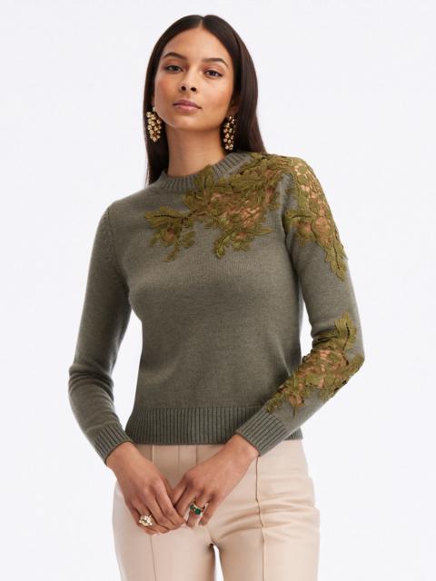 Oscar de la Renta ACORN LACE INSET PULLOVER