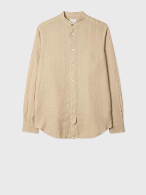 Paul Smith Tan Linen Grandad-Collar Shirt