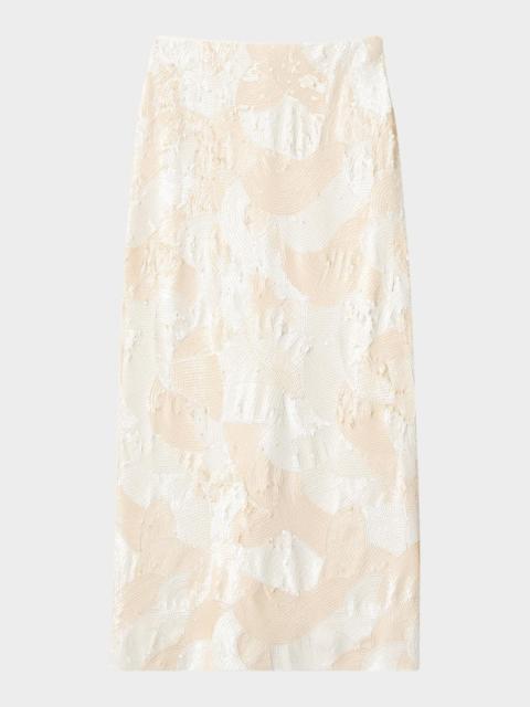Lafayette 148 New York Straight Sequin Midi Skirt