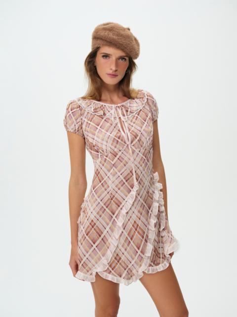 For Love & Lemons Poet Plaid Mini Dress