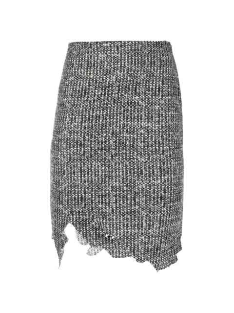 aysmmetric-hem tweed skirt