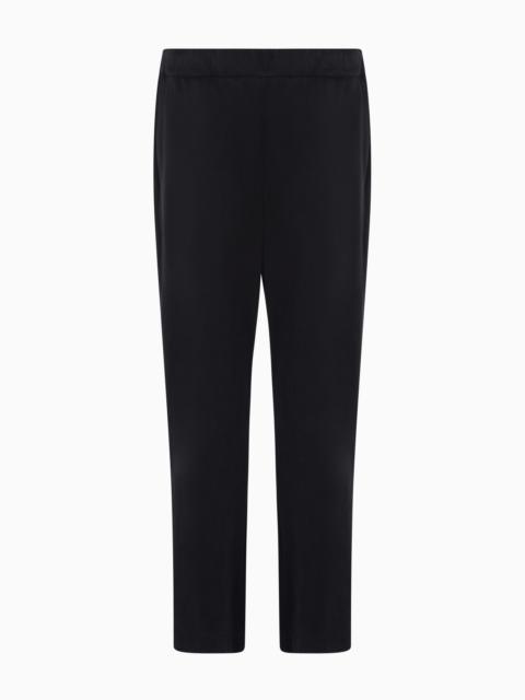 GIORGIO ARMANI STRETCH COTTON AND CUPRO FLAT-FRONT TROUSERS