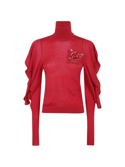 Blumarine high-neck draped-sleeve sweater