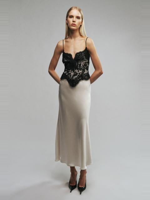 BARDOT Ravinia Lace Bodice Midi Dress In Champagne