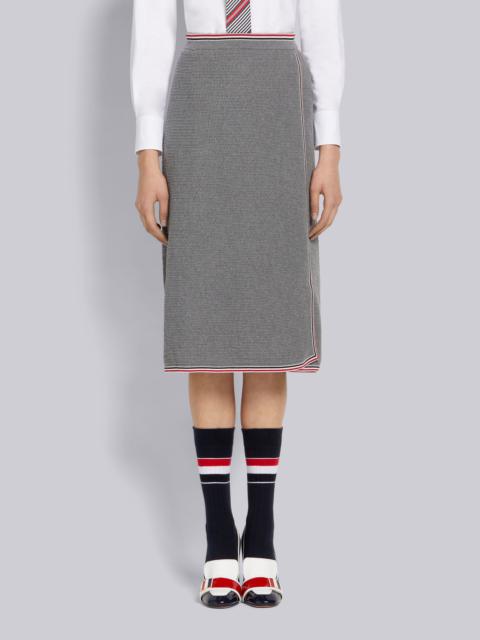 Thom Browne Light Grey Overtwisted Textured Cotton Stripe A-line Wrap Skirt