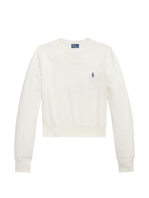 Polo Ralph Lauren cotton-blend shrunken V-neck jumper