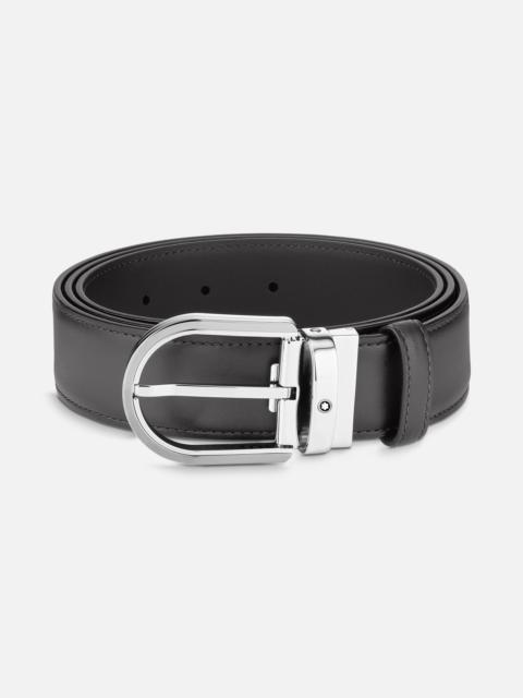 Montblanc Horseshoe buckle gray 35 mm leather belt