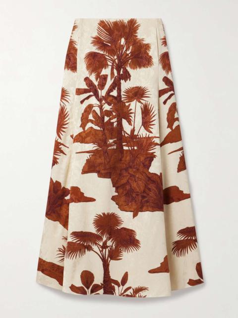 Johanna Ortiz Encanto de Isla printed satin-jacquard maxi skirt