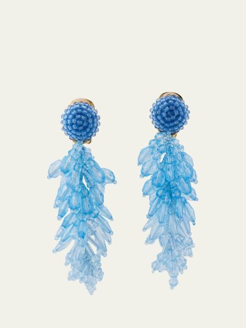 Oscar de la Renta Beaded Cascade Tassel Clip-On Earrings