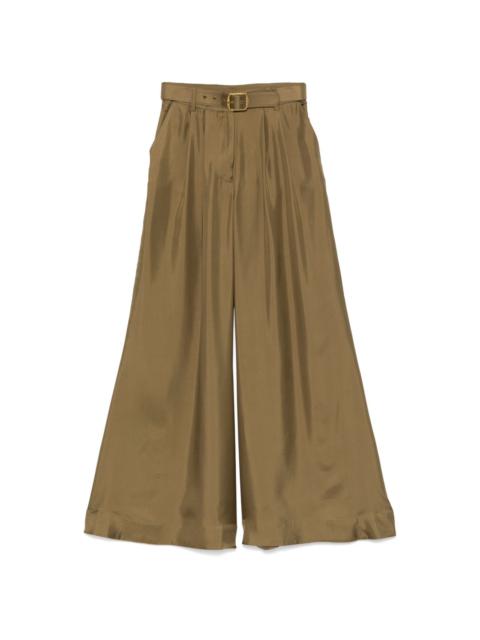 Zimmermann Olive green satin Crush wide-leg pant