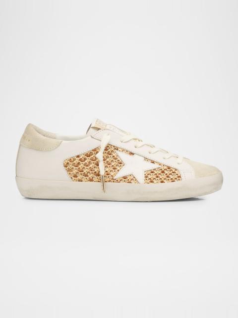 Golden Goose Super-Star Raffia Net Leather Low-Top Sneakers
